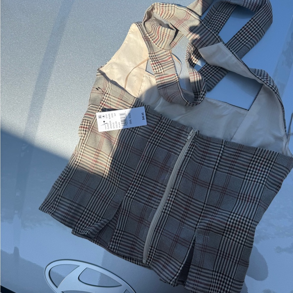 PacSun Plaid Women's Top - Beige and Brown